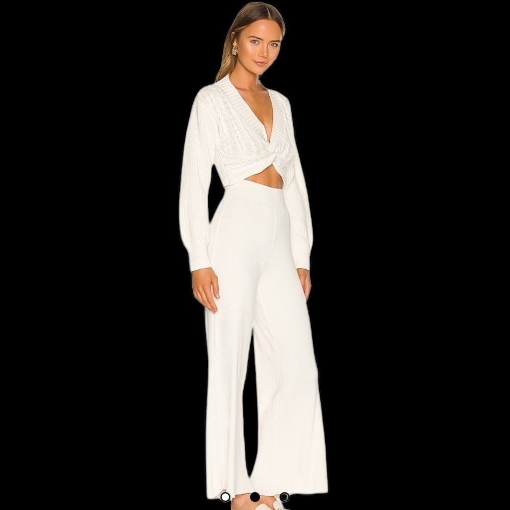 Free People Emilie Cable-Knit Sweater & Flared Pants Set IVORY - Picture 2 of 6